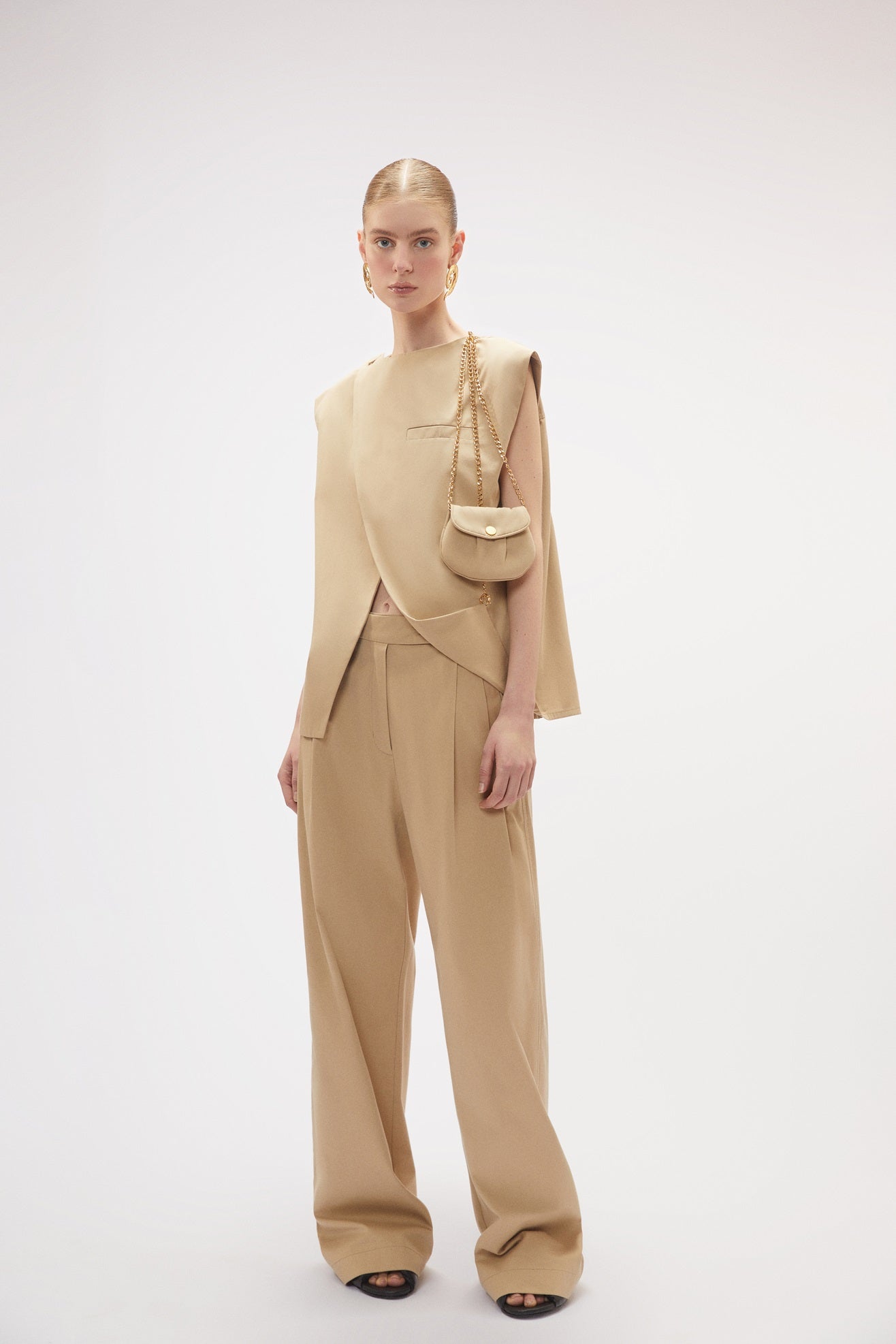 Wide Trousers with Belt Bag