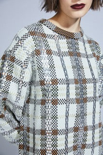 CHECKED KNIT JUMPER WITH METALLIC DETAILS