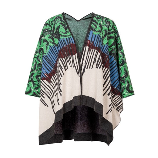 KNIT JACQUARD PANTANAL PONCHO