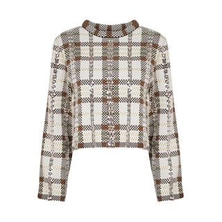 CHECKED KNIT JUMPER WITH METALLIC DETAILS