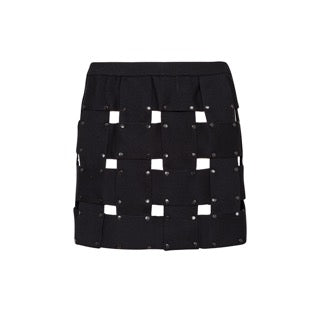 STRAPS AND RIVETS MINI SKIRT BLACK